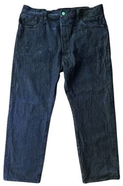 Levi 501 Straight Fit Green Button Fly Dark Wash Jeans Men's 42x32